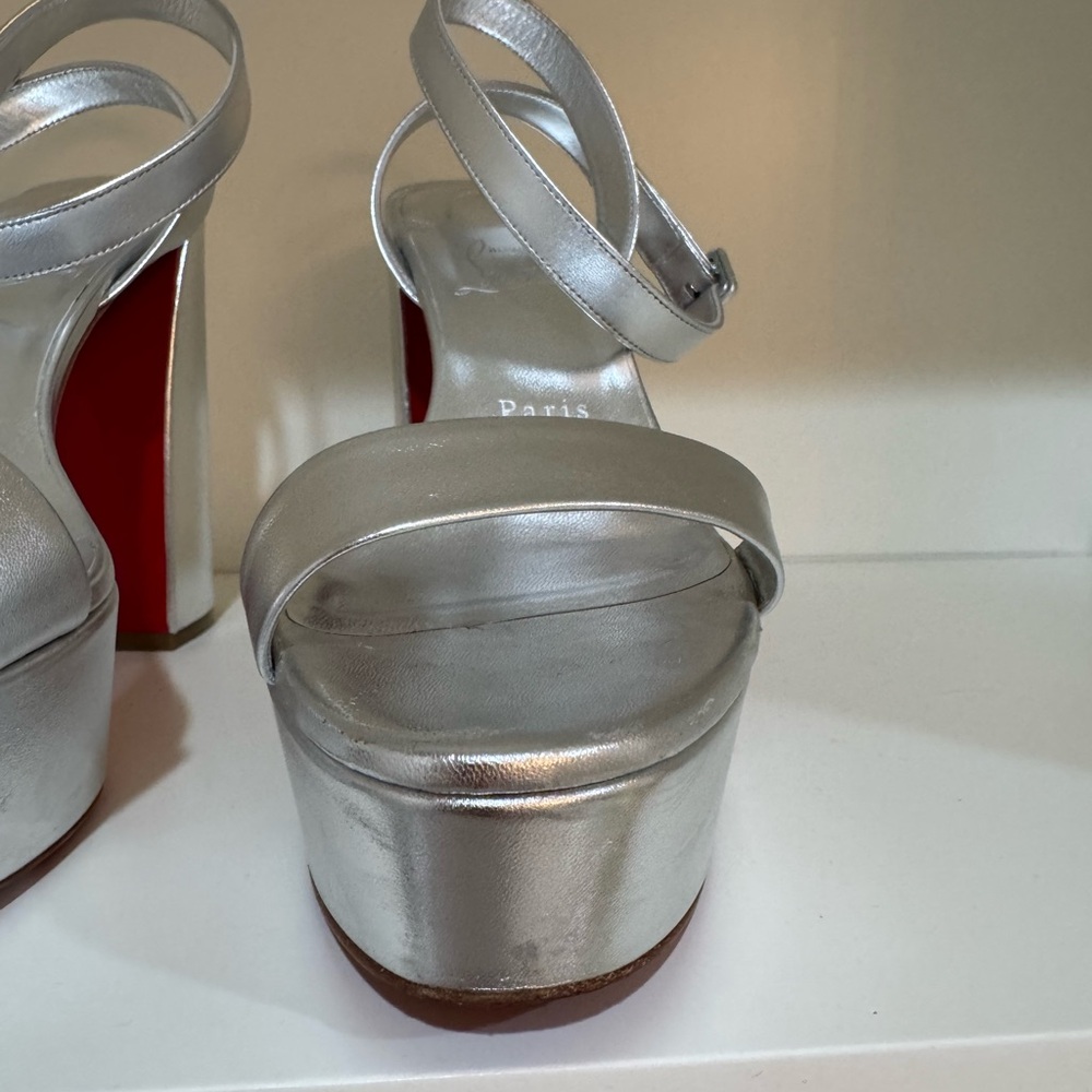 Louboutin Movida Sabina 130MM Silver Size 39.5 - Picture 9 of 12